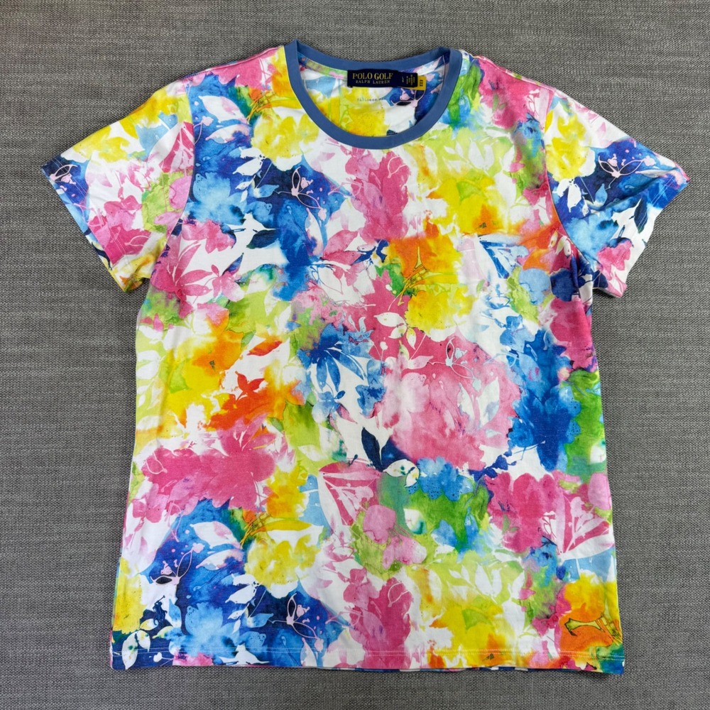 Ralph‎ Lauren Polo Golf Floral Performance Stretch Tee Tshirt Tailored Fit Large